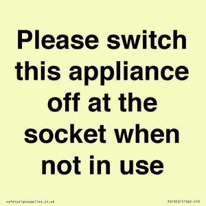 Please switch this appliance off at the socket when not in use